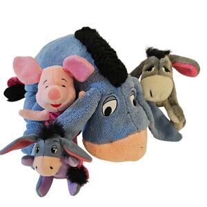 Lot of 4 Disney Eeyore Piglet Vintage Easter Egg Stuffed Animal Plush Gift